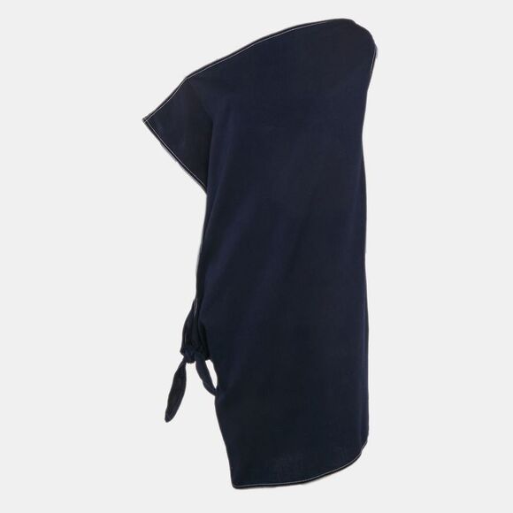 Mm6 Maison Margiela Dark Blue Cotton Knot Detail Short Dress One Size